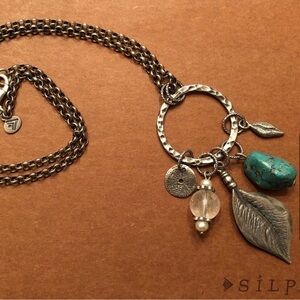 Vintage Silpada Sterling Silver Turquoise Stone Crystal Necklace